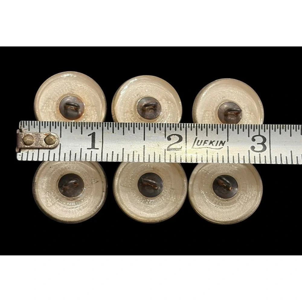 Vintage 1930s Jablonec Glass Buttons Set 6 Aviation Winged Propeller Gold Tone